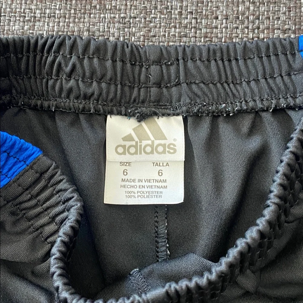 ⭐️ Kids Adidas Athletic Shorts, Black, Blue, White, Size 6, Unisex, Soccer Gear